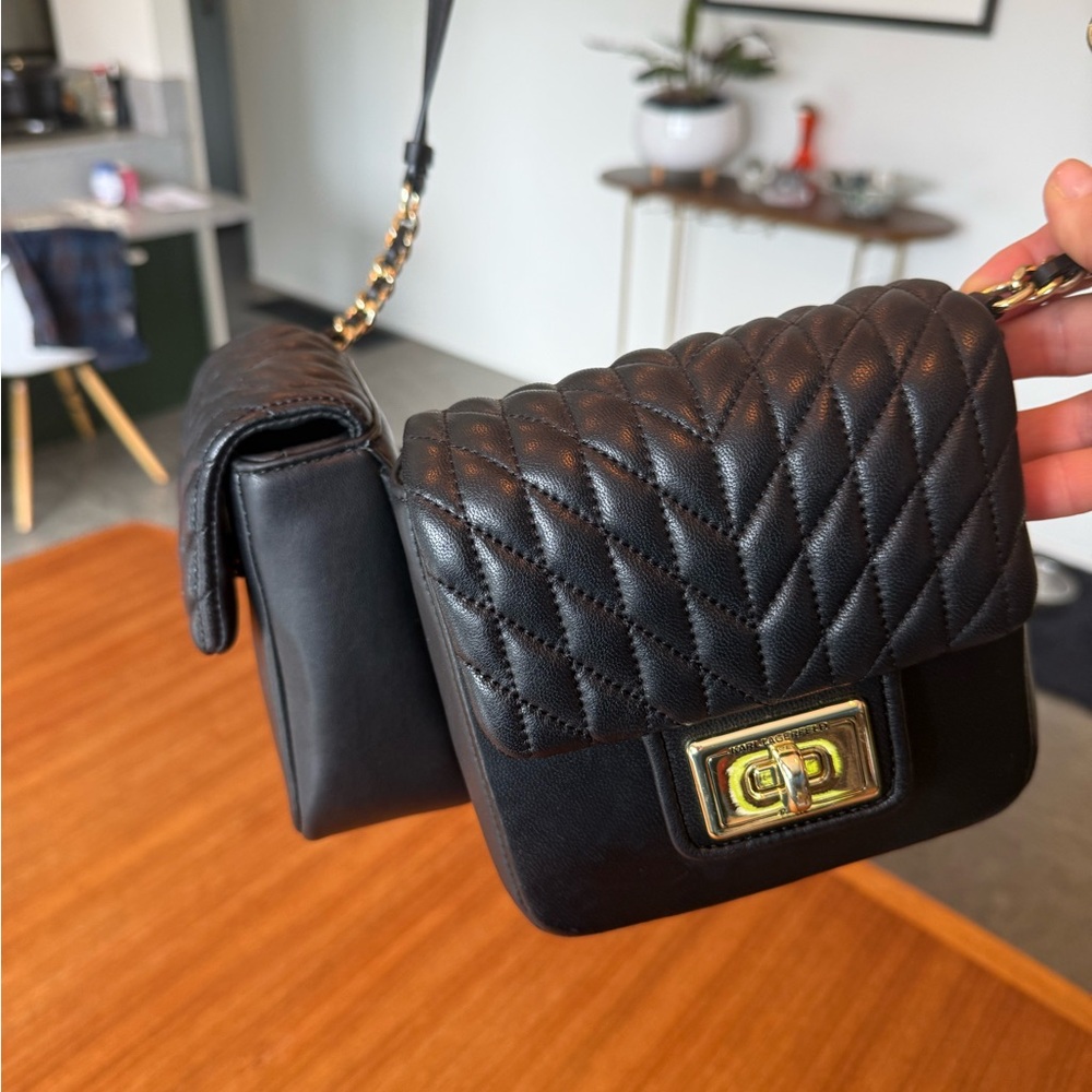 Karl Lagerfeld Dual Black Quilted Crossbody Bag - Picture 4 of 11